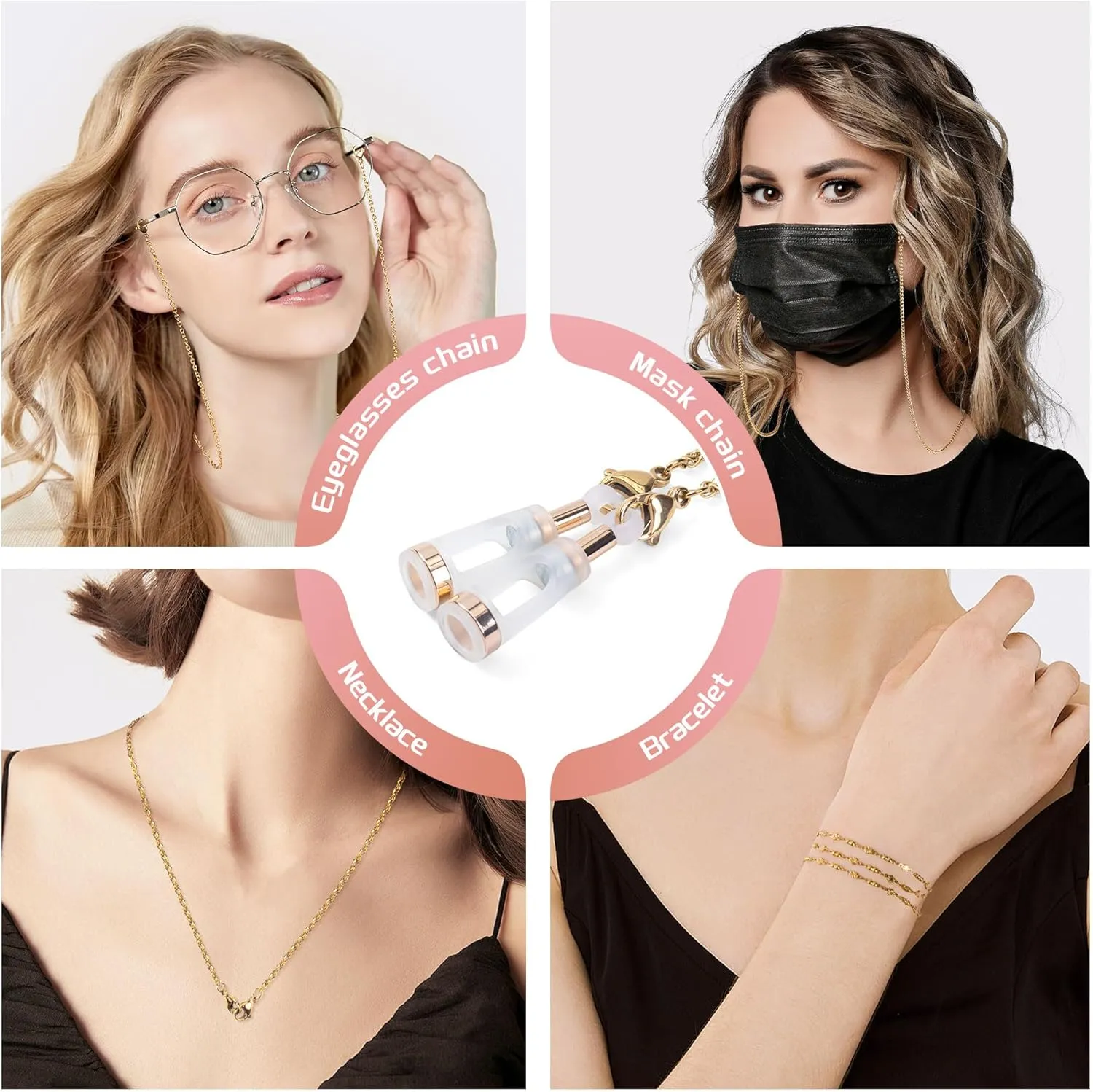 Magnetic Anti-Lost Straps for AirPods, Golden Fishbone Chain Necklace Lanyard String Compatible with AirPods Pro 3 2 1/Pro 1st & 2nd Headphone Holder Neck Rope Cord