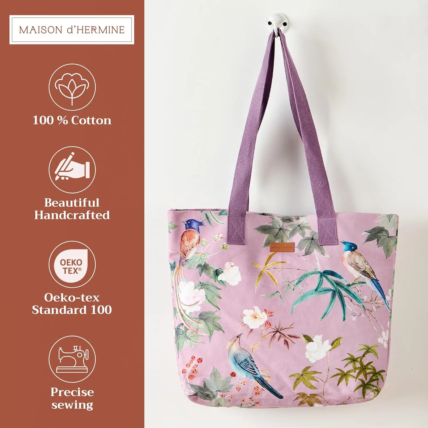 Maison d' Hermine Canvas Tote Bag 100% Cotton Canvas Reusable Shoulder Grocery Bag for Shopping Perfect for Men Women