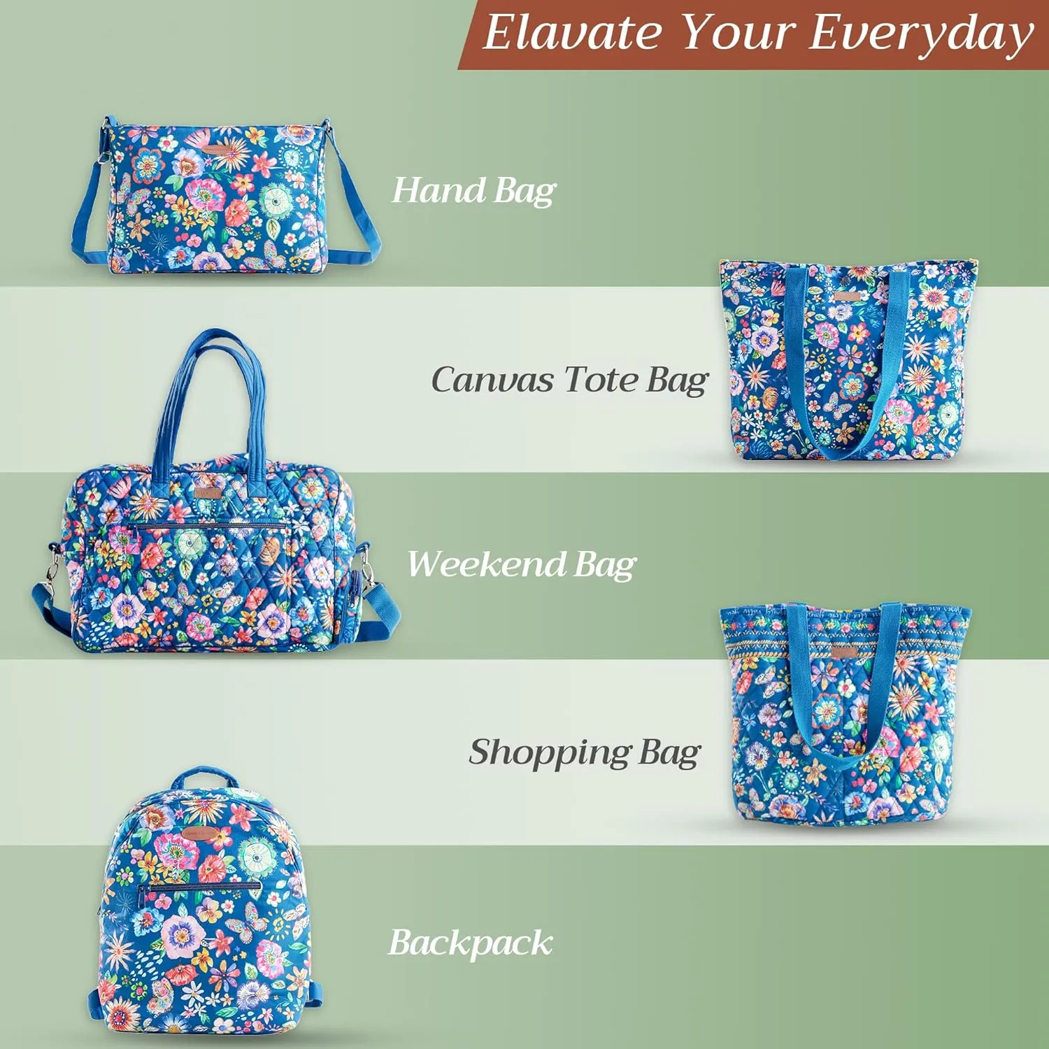 Maison d' Hermine Cross Body Bag Cotton Adjustable Shoulder Strap Hand Bag Tote purse with Zippered & Slip Pockets