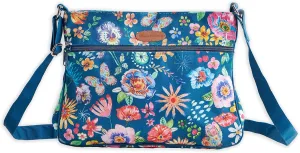Maison d' Hermine Cross Body Bag Cotton Adjustable Shoulder Strap Hand Bag Tote purse with Zippered & Slip Pockets