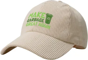 Make Garbage Great Again Corduroy Baseball Cap Adjustable Outdoor Sports Hat Trucker Caps1 Beige
