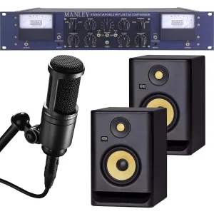 Manley Variable Mu Stereo Compressor Limiter, (2) KRK RP5G4 Studio Monitors, AT2020 Mic Bundle
