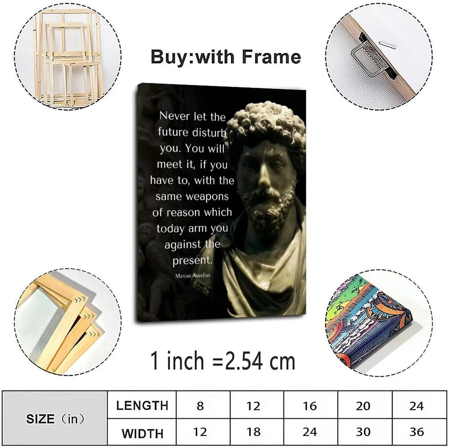 Marcus Aurelius Philosophy Quote Inspirational Poster Canvas Poster Canvas Painting Wall Art Poster for Bedroom Living Room Decor 08x12inch(20x30cm) Frame-style