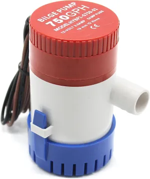 Marine Submersible Boat Rule Bilge Water Pump 750 GPH 12V 3/4 inch Hose Outlet for Boats