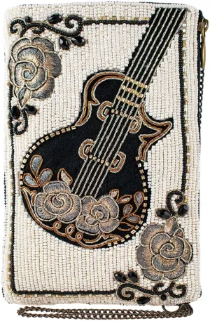 Mary Frances Guitar Player Beaded Crossbody Cell Phone Bag with Music Theme Design, Multicolor