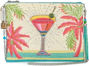 Mary Frances Palm Paradise Beaded Crossbody Handbag Clutch Tropical Cocktail-Themed Evening Purse – Vacation, Beach, Vegan Accessory, Multicolor