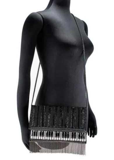 Mary Frances Player Beaded Crossbody Clutch Piano Handbag