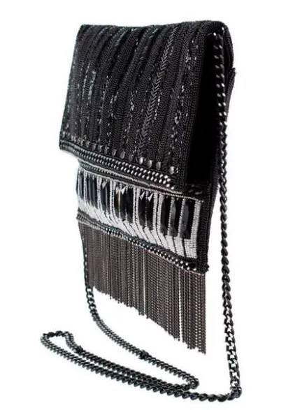 Mary Frances Player Beaded Crossbody Clutch Piano Handbag