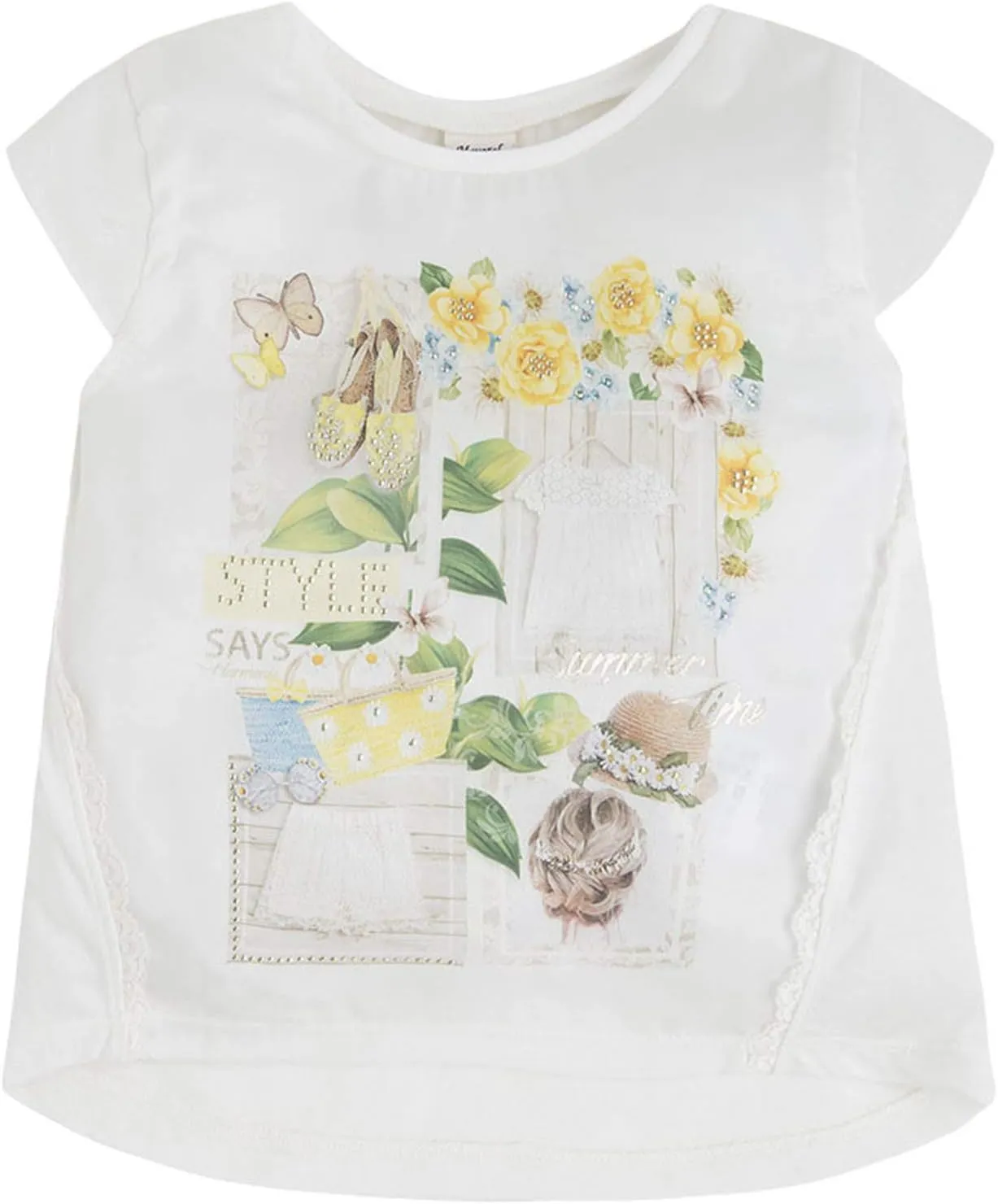 Mayoral Little Girls 2T-9 Graphic Print Fashion Blouse Top/Tee