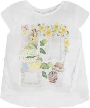 Mayoral Little Girls 2T-9 Graphic Print Fashion Blouse Top/Tee