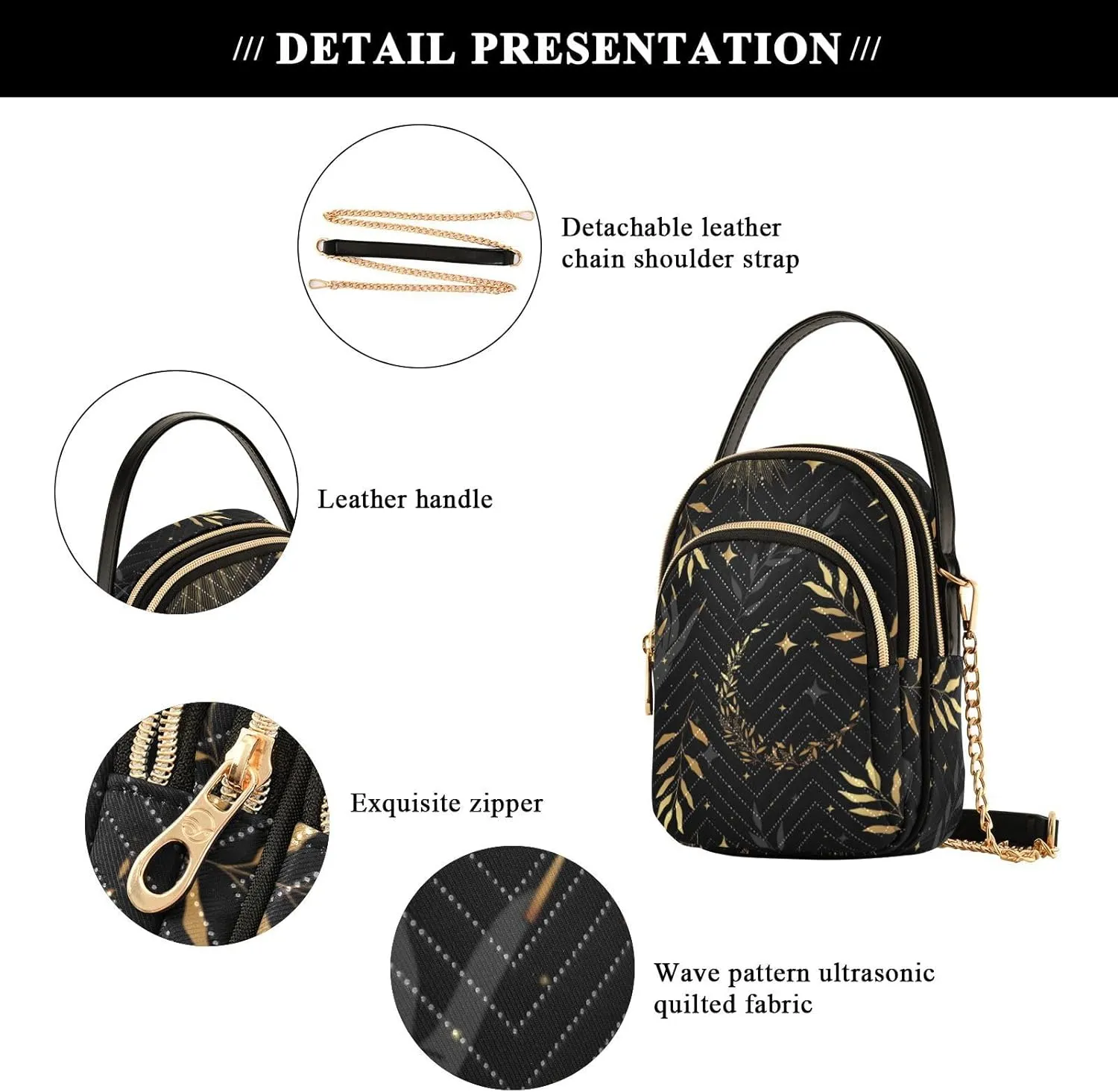 MCHIVER Crossbody Bag for Women Cell Phone Purse Wallet with Removable Chain Shoulder Handbag for Passport Phone Travel Work