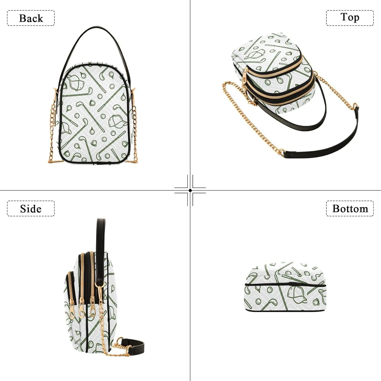 MCHIVER Golf Crossbody Bag for Women Cell Phone Purse Wallet with Removable Chain Shoulder Handbag