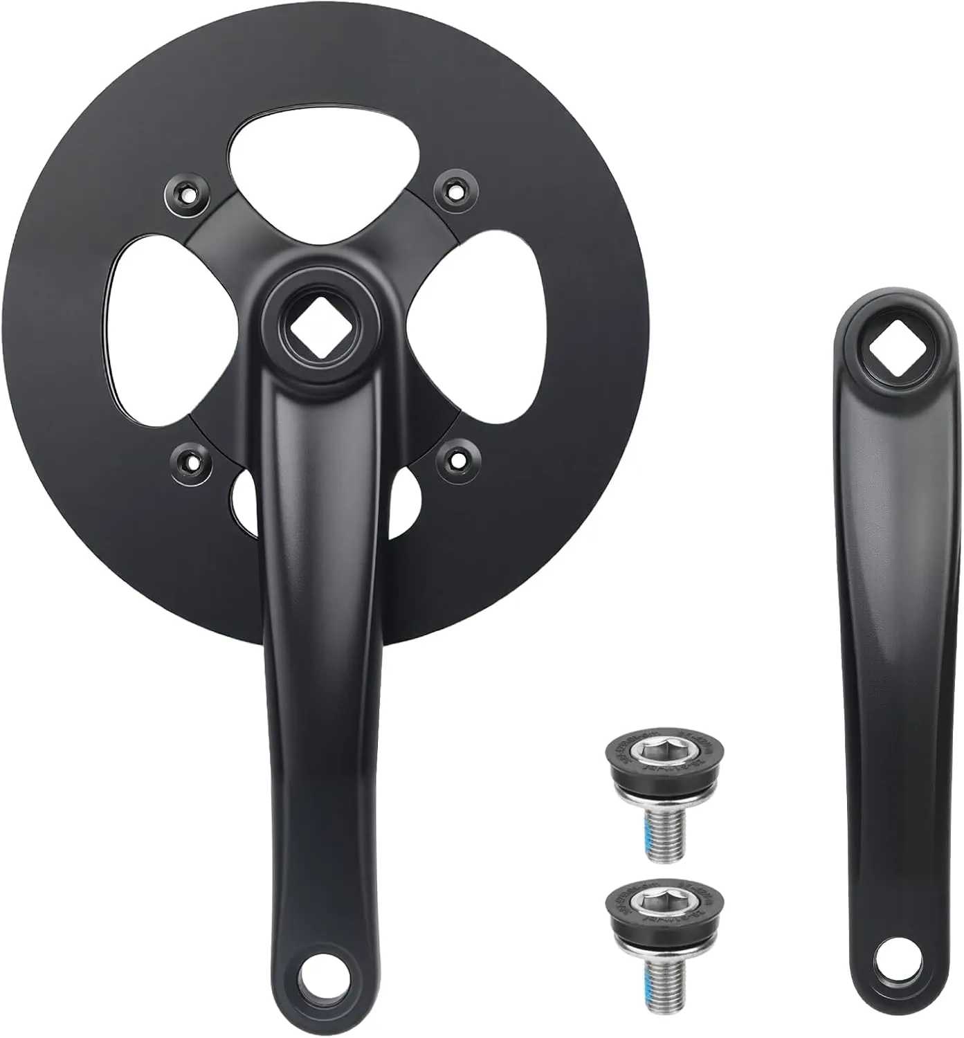 MEGHNA Bike Crankset 42 Teeth for 7-10 Speed Gears Lightweight Aluminum Alloy 175mm Crank Arm Dual Chain Guards for Mountain Bike Folding Bike E-Bike Cruiser Bike Square Taper