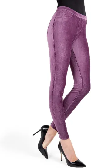 MeMoi Thin-Rib Slim-Cut Stretch Corduroy Leggings