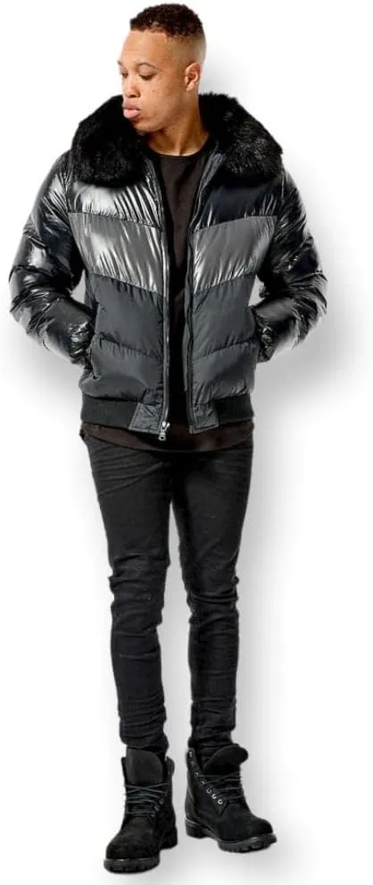 Men Blocked Puffer Jacket_91587