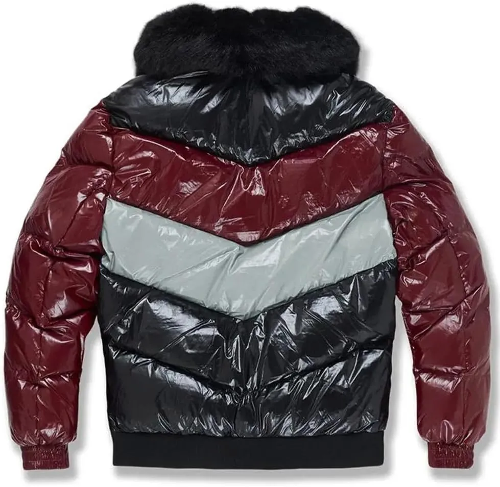 Men Blocked Puffer Jacket(Burgundy)