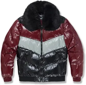 Men Blocked Puffer Jacket(Burgundy)