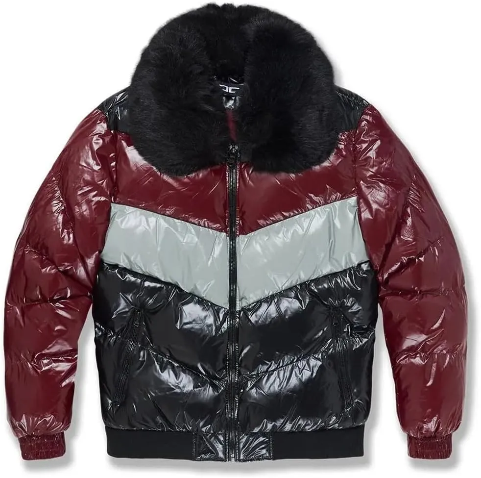 Men Blocked Puffer Jacket(Burgundy)
