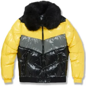 Men Blocked Puffer Jacket(Pollen), X-Large (66557)