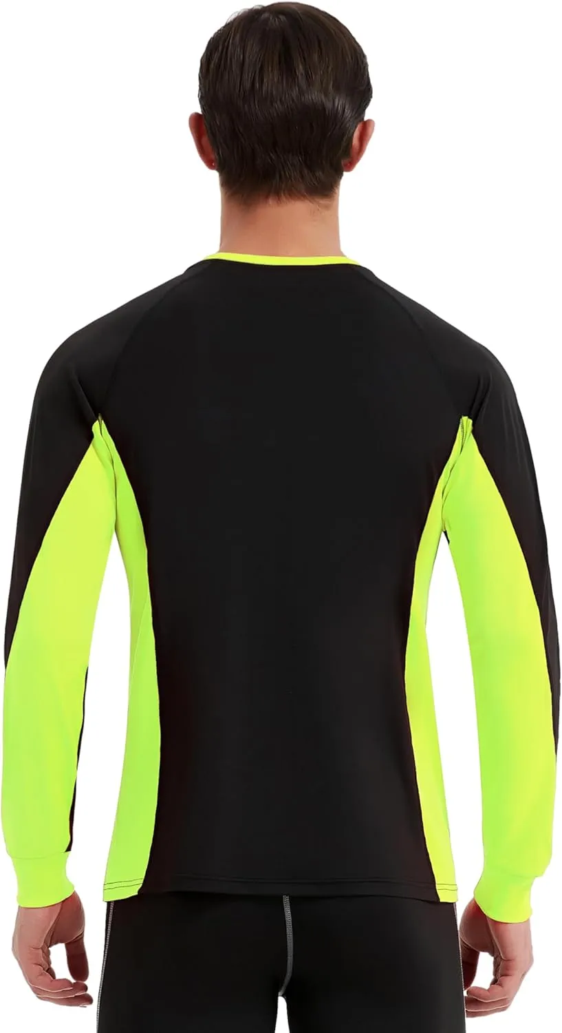 Men's 2-Tone Side Blocked Long Sleeve Crew Neck Slim Fit Active Stretch Shirt