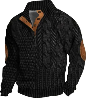 Men's Corduroy Long-Sleeved Sweatshirt Sweater Sweater with Elbow Patches Hunting Sweatshirt Mens Quilted Mens
