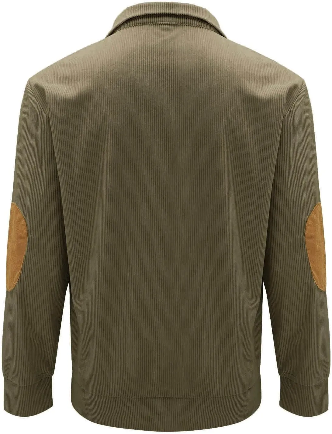 Mens Corduroy Shirts Casual Lapel Collar Button Up Pullover Mock Neck Long Sleeve Sweaters Casual Polo Sweatshirts