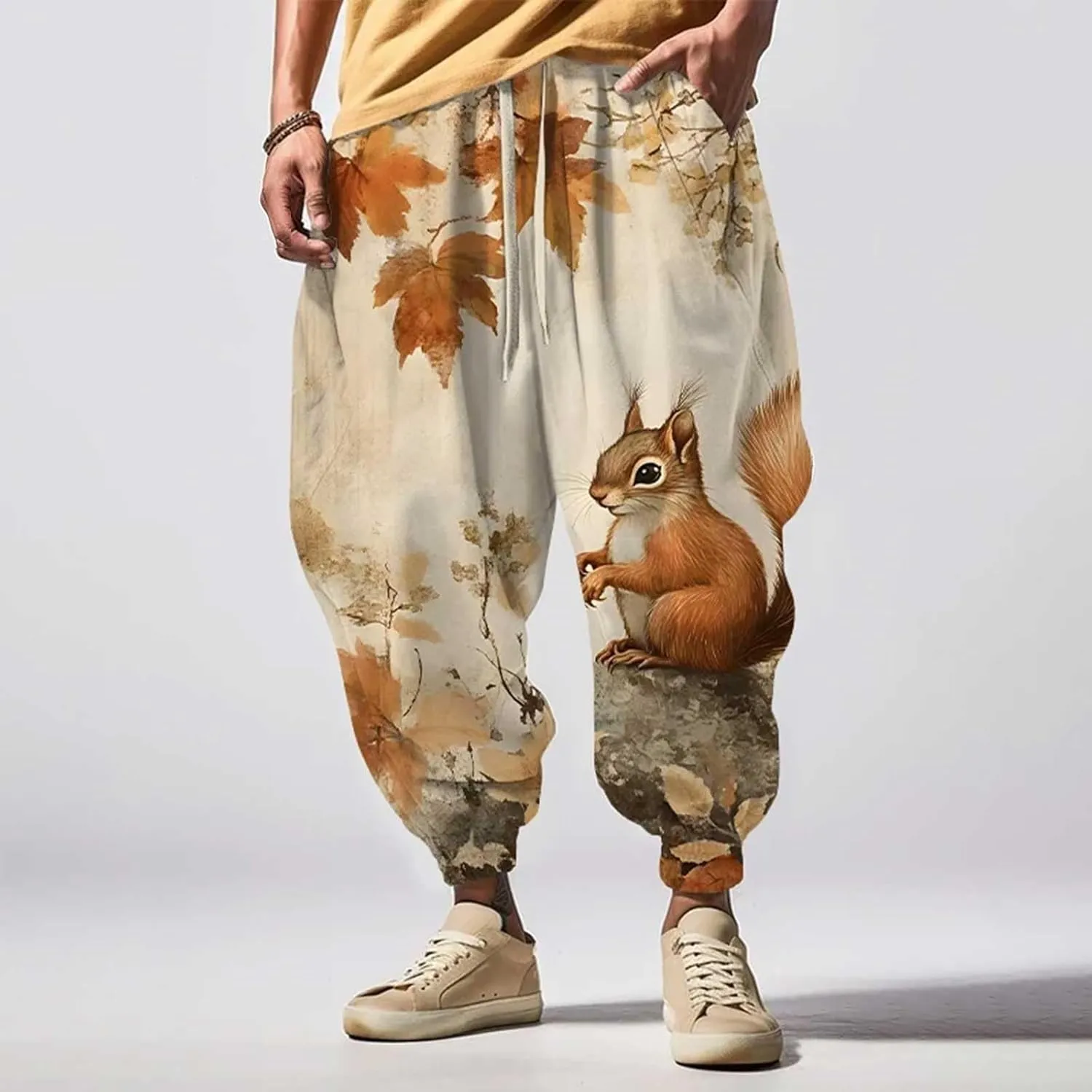 Mens Joggers Sweatpants Fashion Street Feel Casual Sweatpants Men Cotton Baggy Hippih Yoga Harem Pants Boho Pants