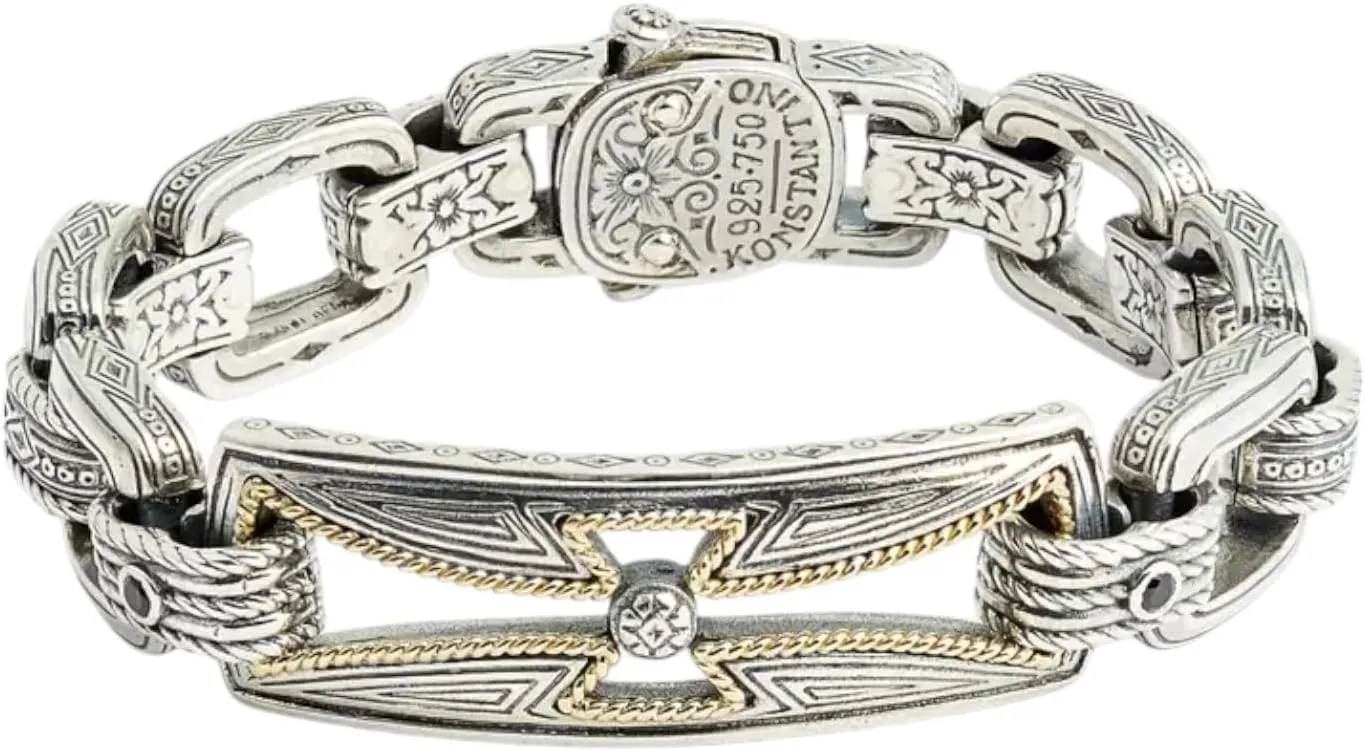 Men's Stavros Silver & 18k Gold Spinel Chain Bracelet BKJ605-130-292