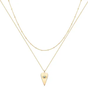 MEVECCO Layered Heart Necklace Pendant Handmade 18k Gold Plated Dainty Gold Choker Arrow Bar Layering Long Necklace for Women