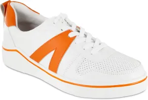 MIA Alta Lace Up Vegan-Leather Sneakers for Women, Casual Fashion Athletic Shoes, White/Orange, Size 8.5