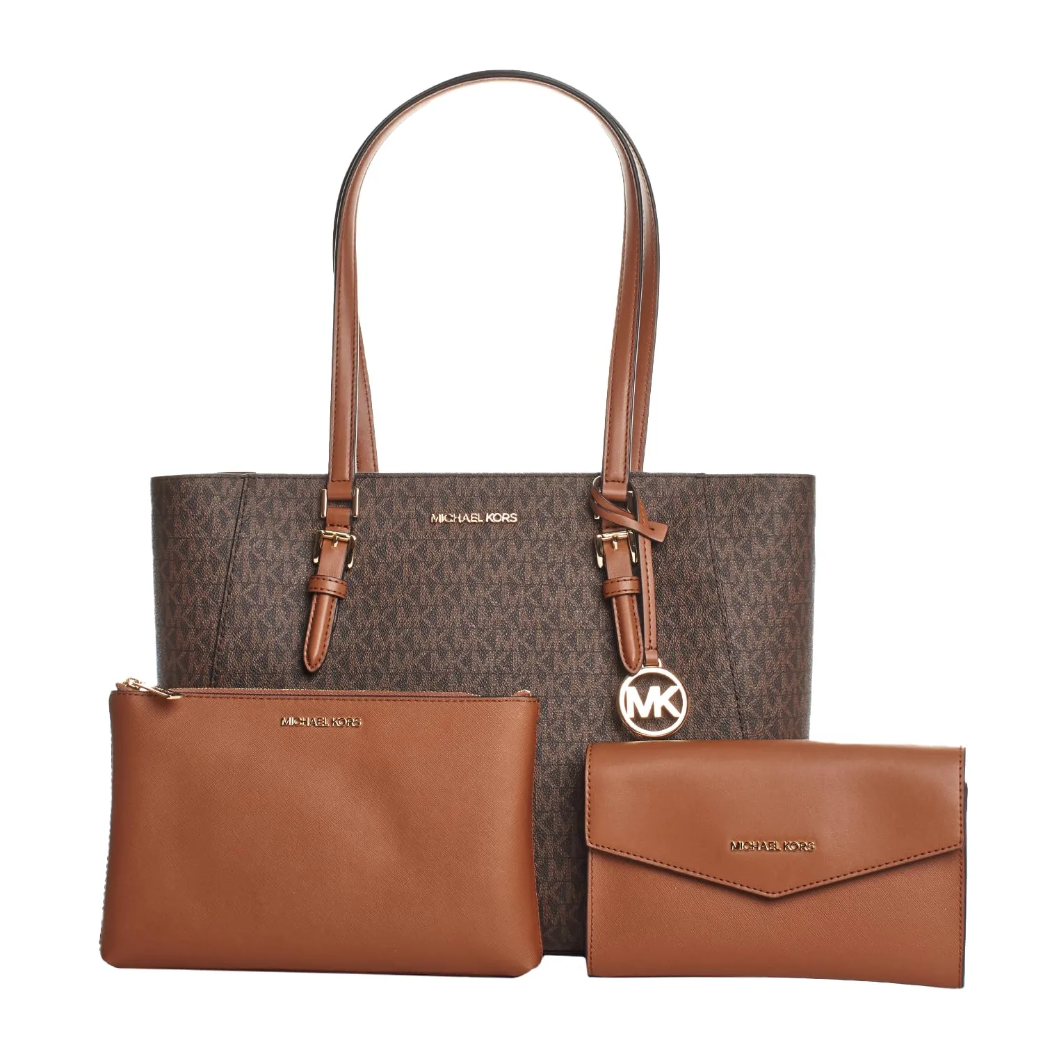 Michael Kors Charlotte Large 3-in-1 Tote Crossbody Handbag Leather