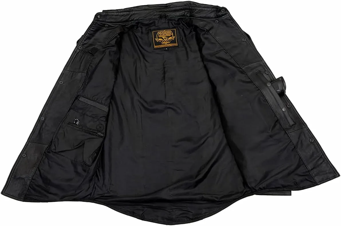 Milwaukee Leather LKM1600 Men's Black Lightweight Casual Biker Style Leather Shirt