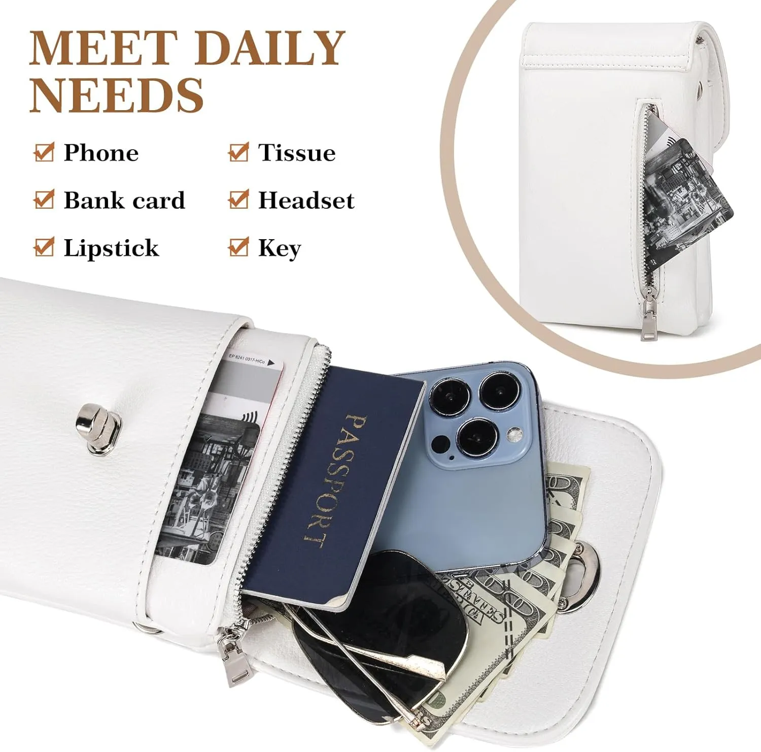 MINICAT Roomy Pockets Small Crossbody Bags Cell Phone Wallet Purses for Women