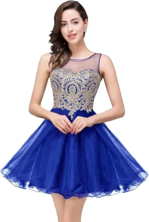 MisShow 2024 Women's Cocktail Dresses Crystals Applique Short Prom Homecoming Dresses