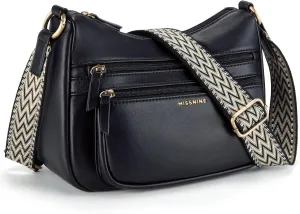 Missnine Crossbody Bags for Women, Medium Size Purses With Wide Shoulder Strap, Leather Trendy Cross Body Shoulder Handbags
