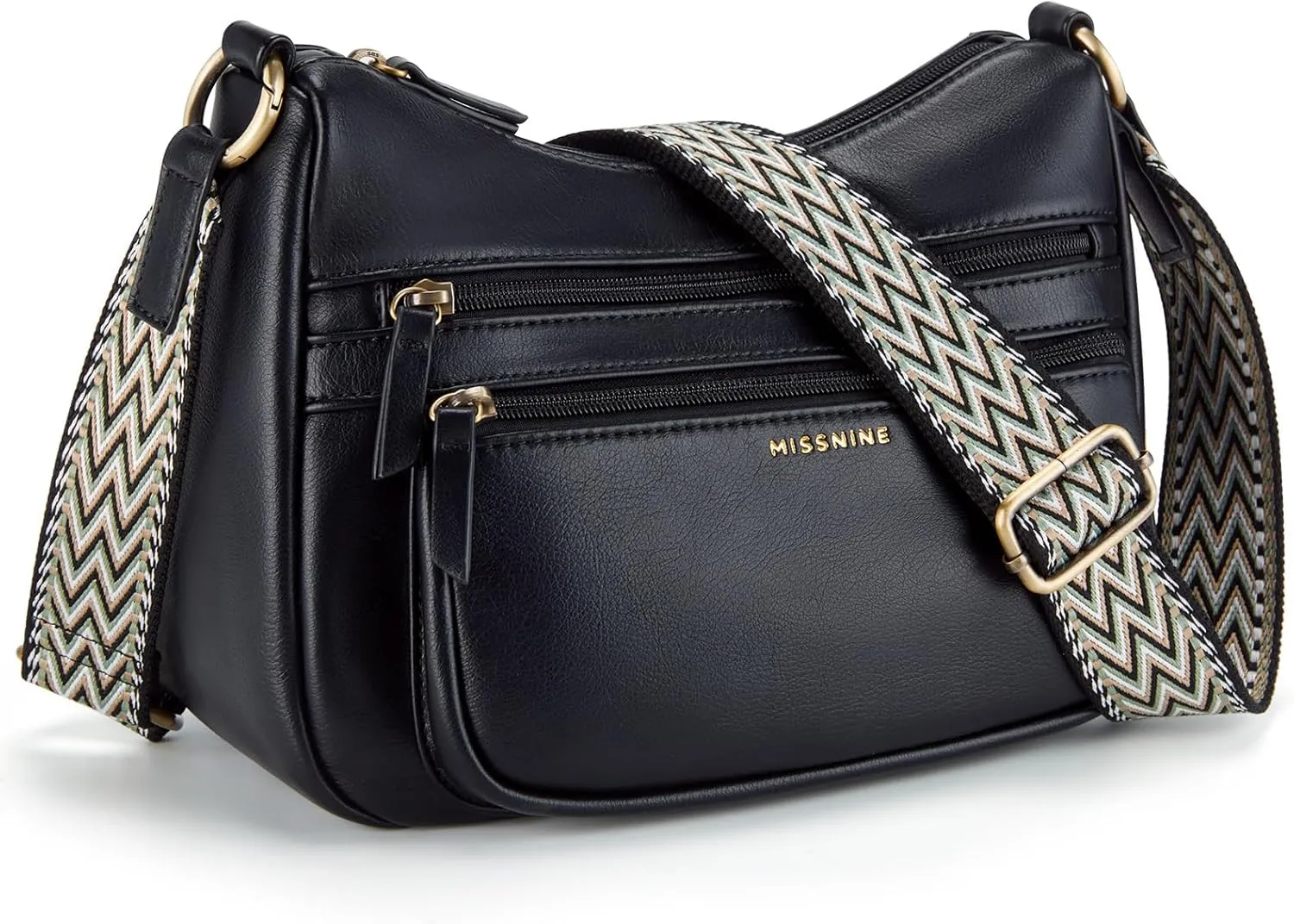 Missnine Crossbody Bags for Women, Medium Size Purses With Wide Shoulder Strap, Leather Trendy Cross Body Shoulder Handbags