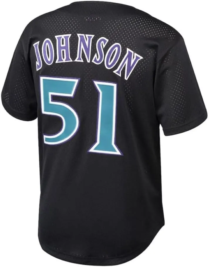 Mitchell & Ness Men's MLB Arizona Diamondbacks Randy Johnson #51 Cooperstown Mesh Batting Practice Button-Up Jersey - Black