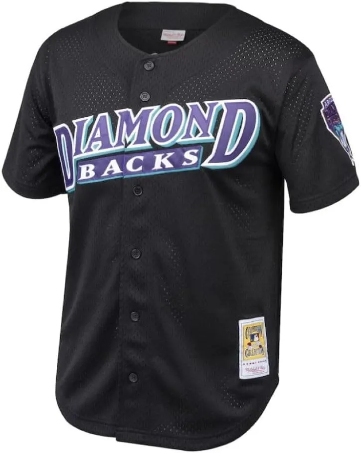 Mitchell & Ness Men's MLB Arizona Diamondbacks Randy Johnson #51 Cooperstown Mesh Batting Practice Button-Up Jersey - Black