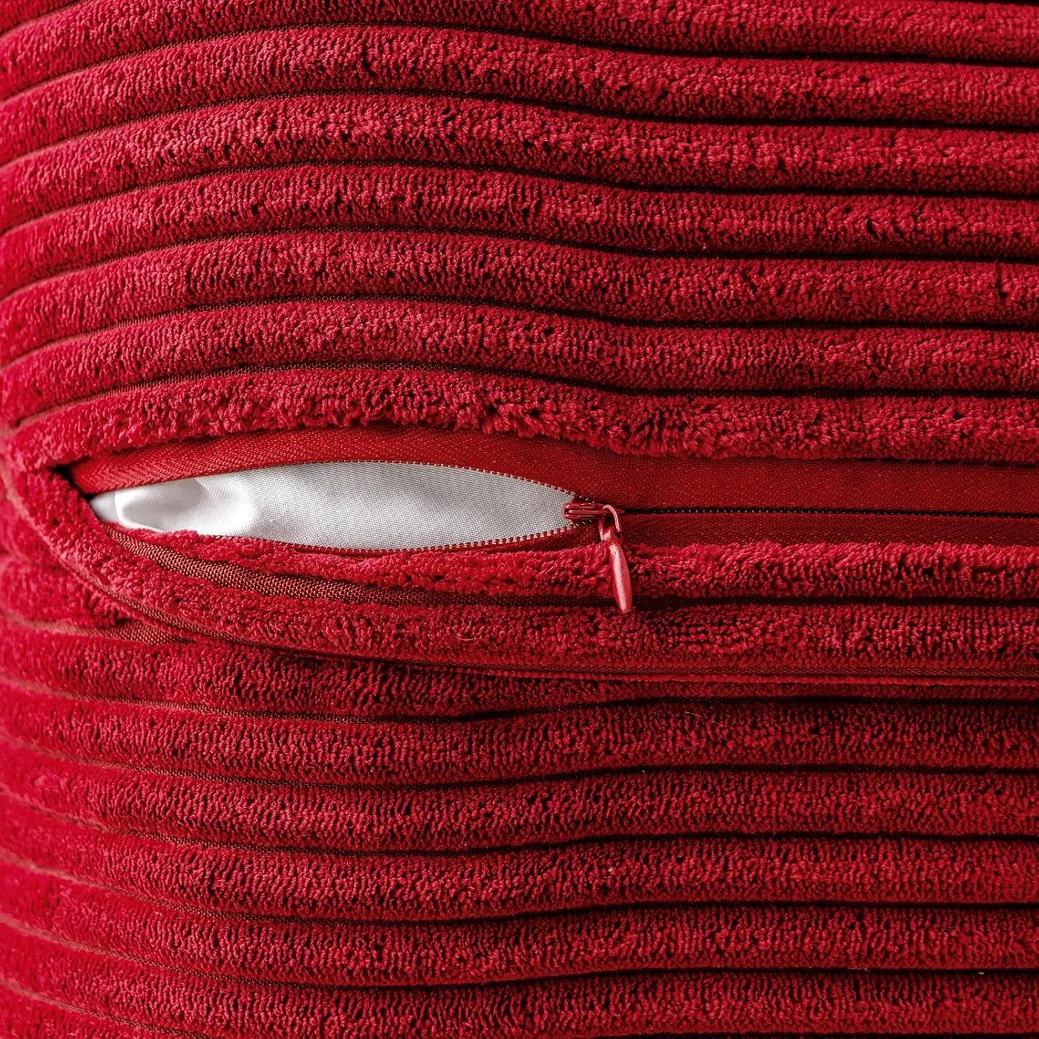MIULEE Boho Decorative Pillow Covers for Couch Bed Sofa Farmhouse Home Decor 16x16 inch Set of 2 Red Throw Pillow Broadside Soft Corduroy Pillowcase with Splicing Cushion Livingroom