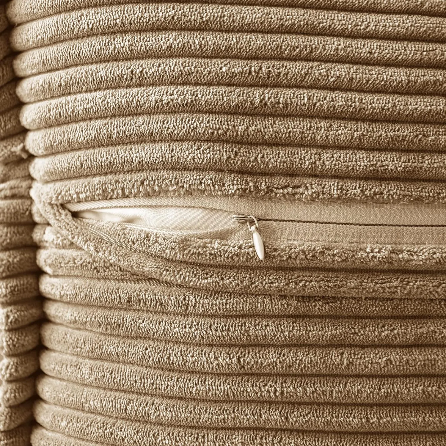 MIULEE Corduroy Pillow Covers with Splicing Set of 2 Super Soft Couch Pillow Covers Broadside Striped Decorative Textured Throw Pillows for Cushion Bed Livingroom 18 x 18 inch, Khaki