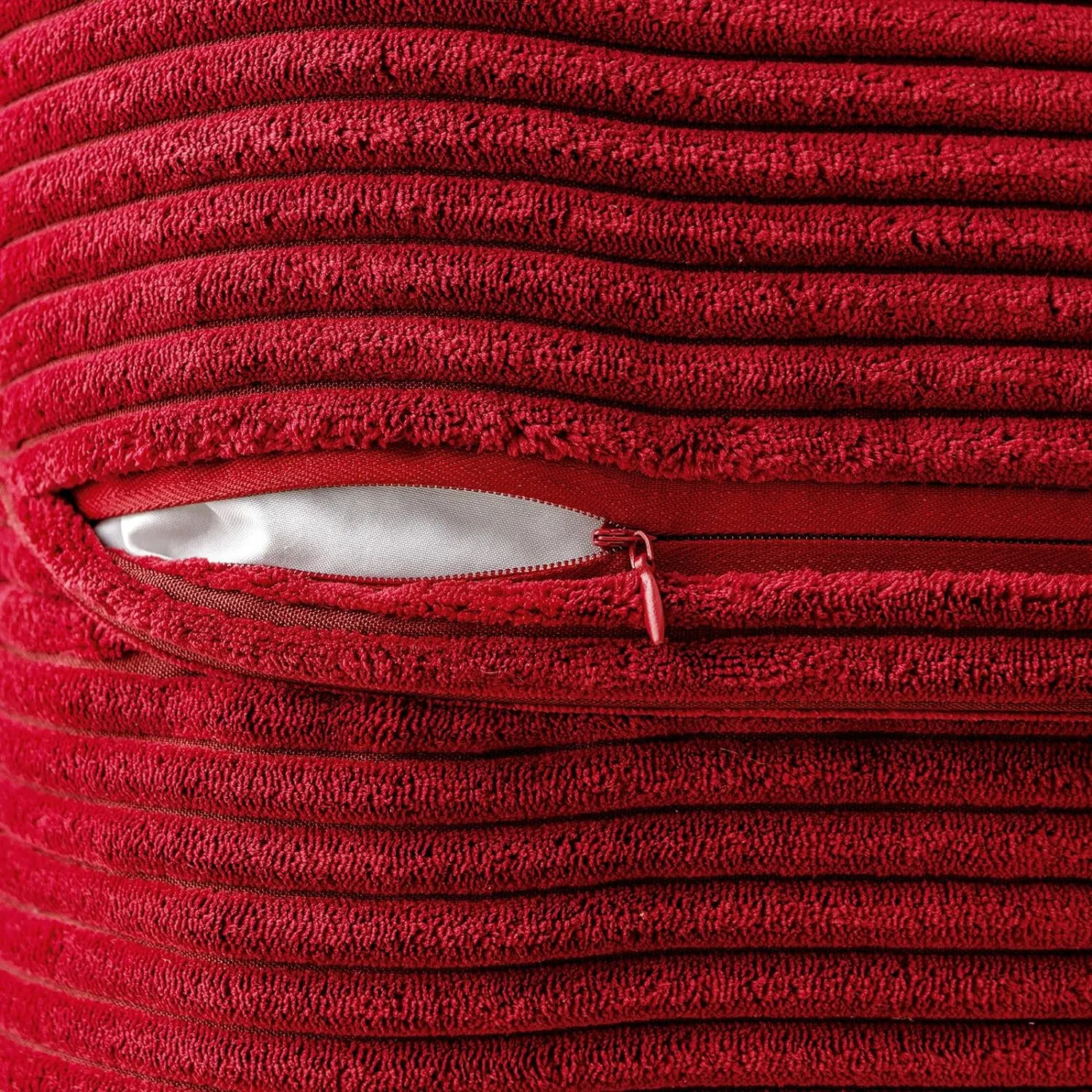 MIULEE Red Corduroy Pillow Covers with Splicing Set of 2 Super Soft Boho Striped Pillow Covers Broadside Decorative Textured Throw Pillows for Couch Cushion Livingroom 18x18 inch