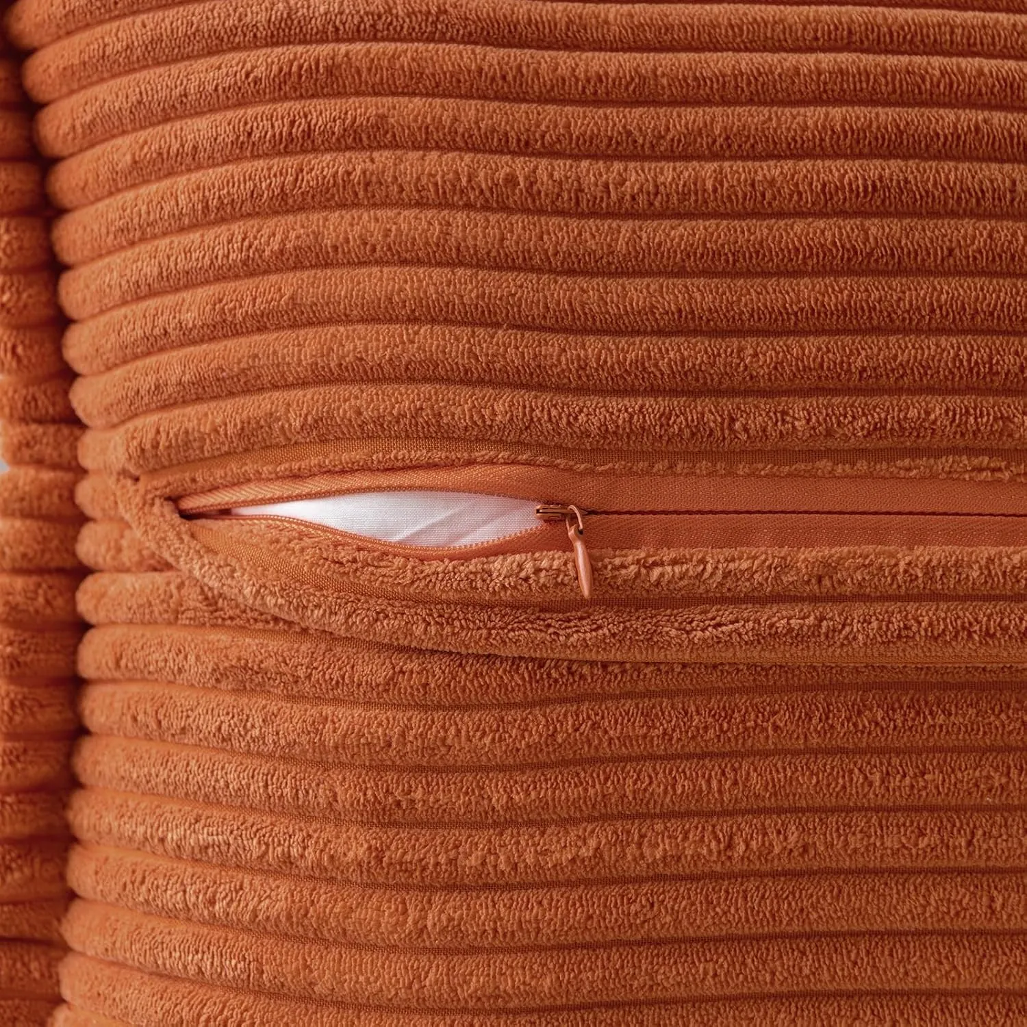 MIULEE Rust Pillow Covers 18x18 Inch with Splicing Set of 2 Super Soft Boho Striped Fall Pillow Covers Corduroy Broadside Decorative Textured Throw Pillows for Couch Cushion Livingroom