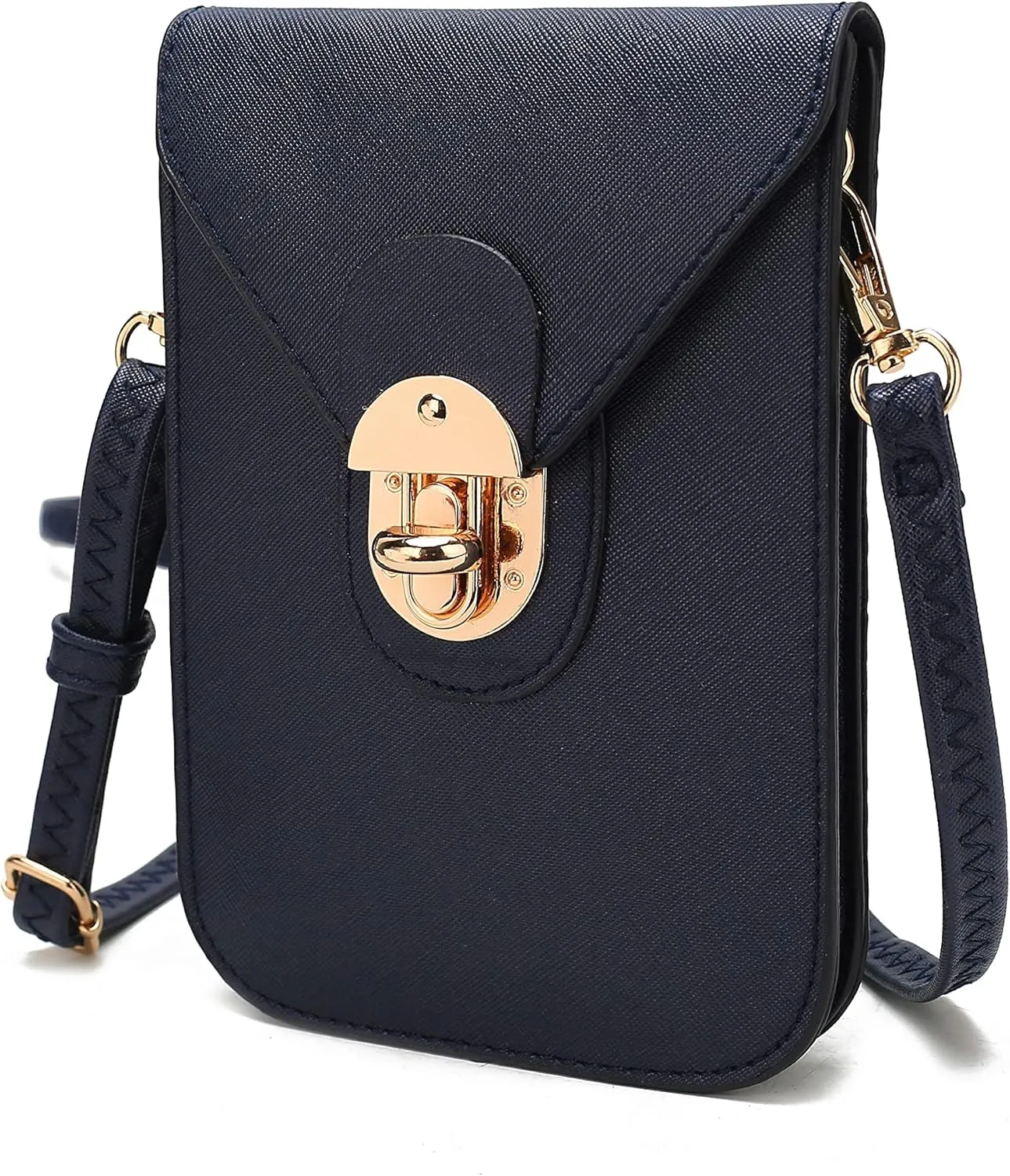 MKF Collection Small Crossbody Cell Phone Case for Women Fashion Turn Lock, Movil phone Bag Adjust Shoulder Strap by Mia K