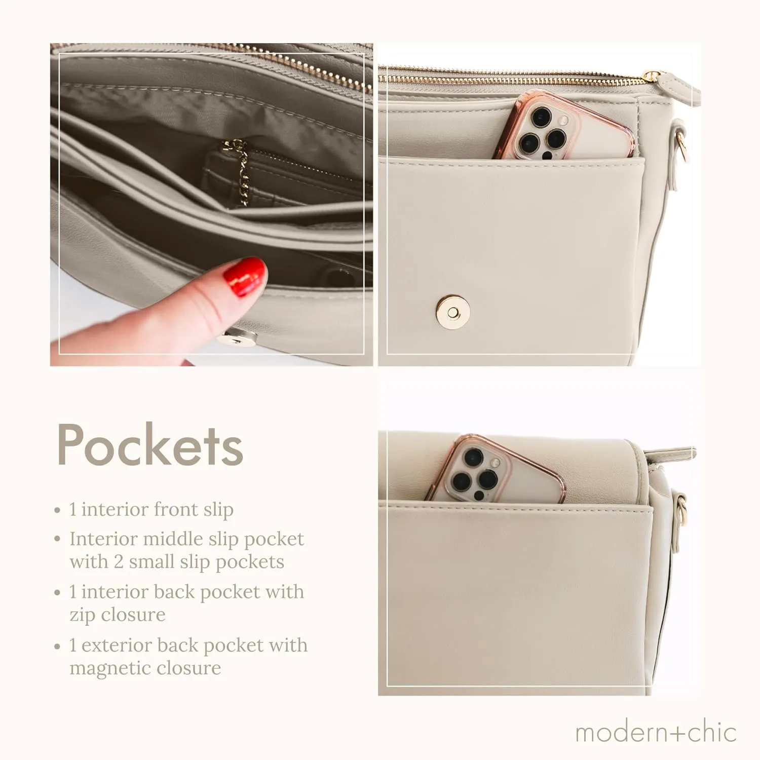 Modern Chic Crossbody Bag for Women - The Signature Crossbody Purse, Vegan Leather Sling Bag with Matching Wallet & Key Fob