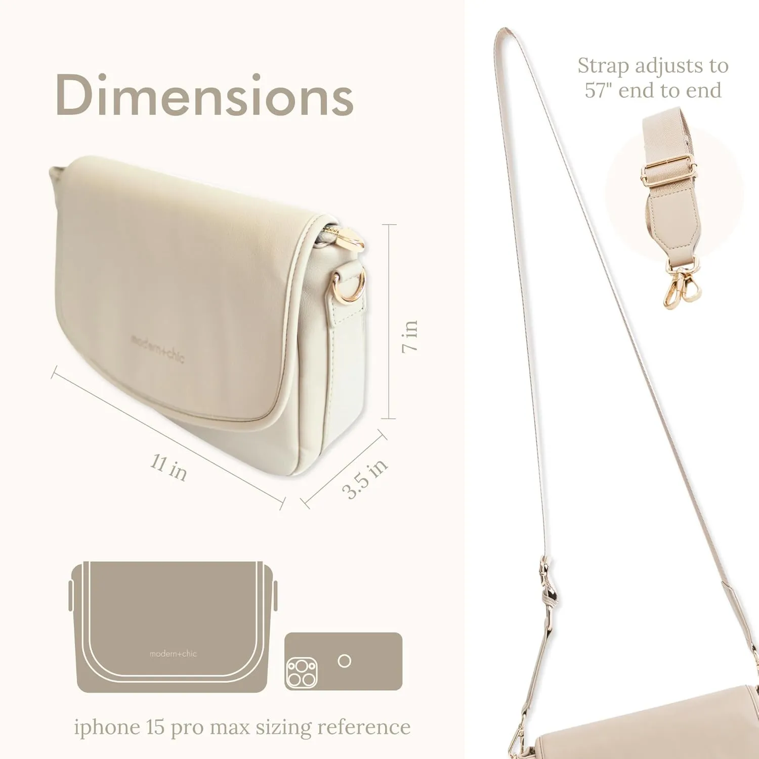 Modern Chic Crossbody Bag for Women - The Signature Crossbody Purse, Vegan Leather Sling Bag with Matching Wallet & Key Fob