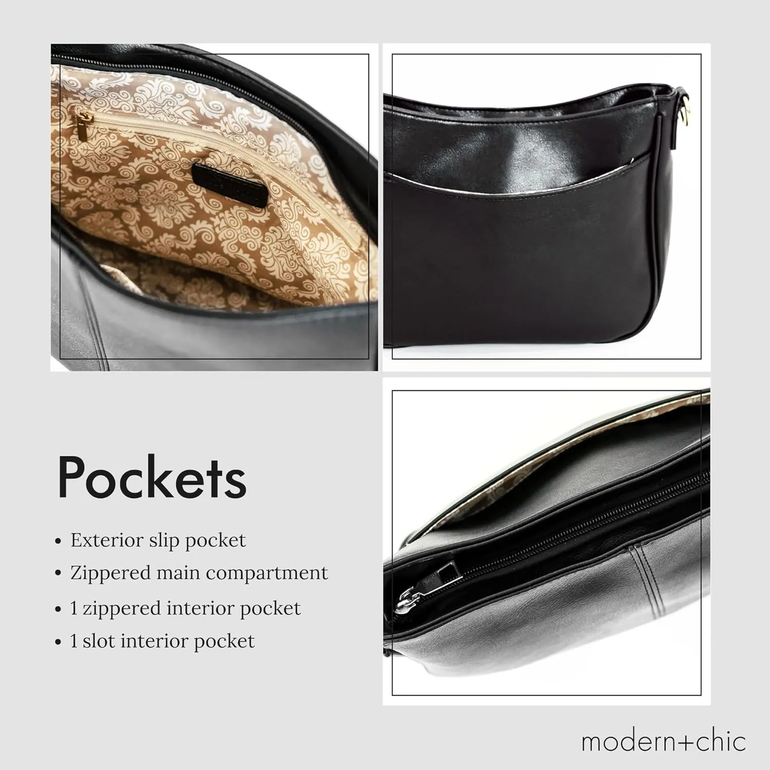 Modern Chic Crossbody Bags for Women - Marissa Saddle Crossbody, Vegan Leather Shoulder or Handbag with Two Adjustable Straps
