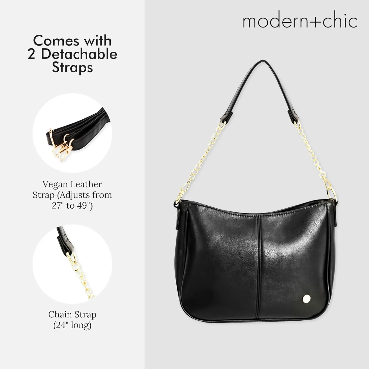 Modern Chic Crossbody Bags for Women - Marissa Saddle Crossbody, Vegan Leather Shoulder or Handbag with Two Adjustable Straps