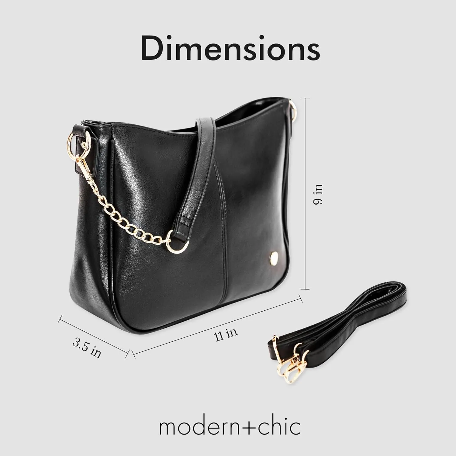 Modern Chic Crossbody Bags for Women - Marissa Saddle Crossbody, Vegan Leather Shoulder or Handbag with Two Adjustable Straps