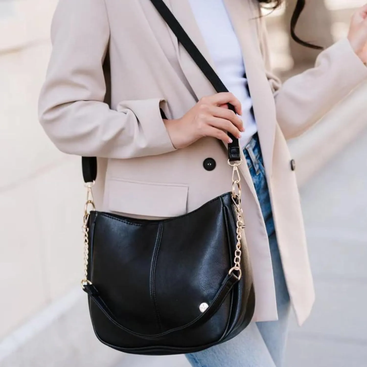 Modern Chic Crossbody Bags for Women - Marissa Saddle Crossbody, Vegan Leather Shoulder or Handbag with Two Adjustable Straps