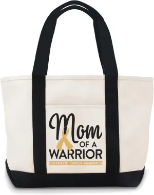 Mom Of A Warrior Childhood Cancer Awareness Canvas Tote Bag Canvas Tote Bag Bulk Suitable For Advertising,Promotion, Gift, Activity